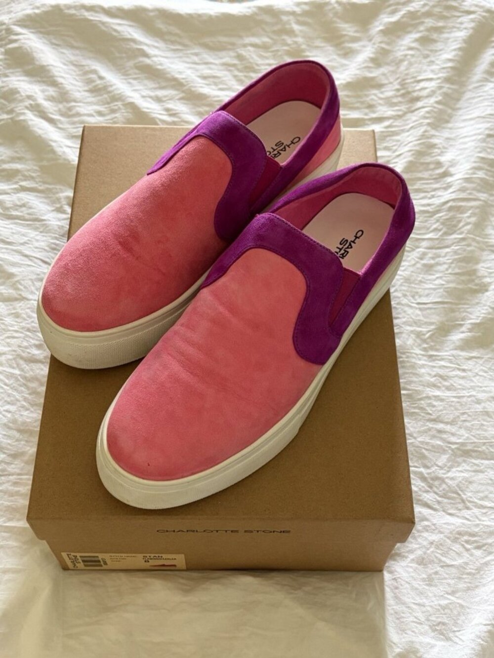 Charlotte Stone Pink and Purple Slip-On Sneakers
